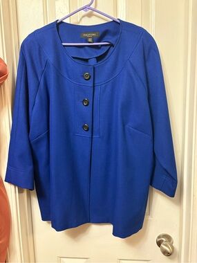 Perceptions Women's Cobalt Three-Button Collarless Jacket